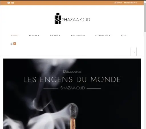 Site e-commerce Shazaa Oud - réalisé par HAJJAJ Mouad.